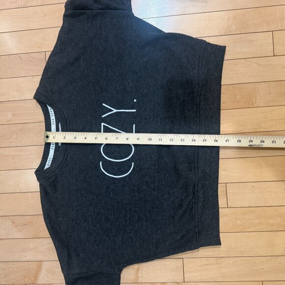 RAE DUNN Cropped Sweatshirt Top Heathered Charcoal Cozy Size XS - Picture 9 of 11